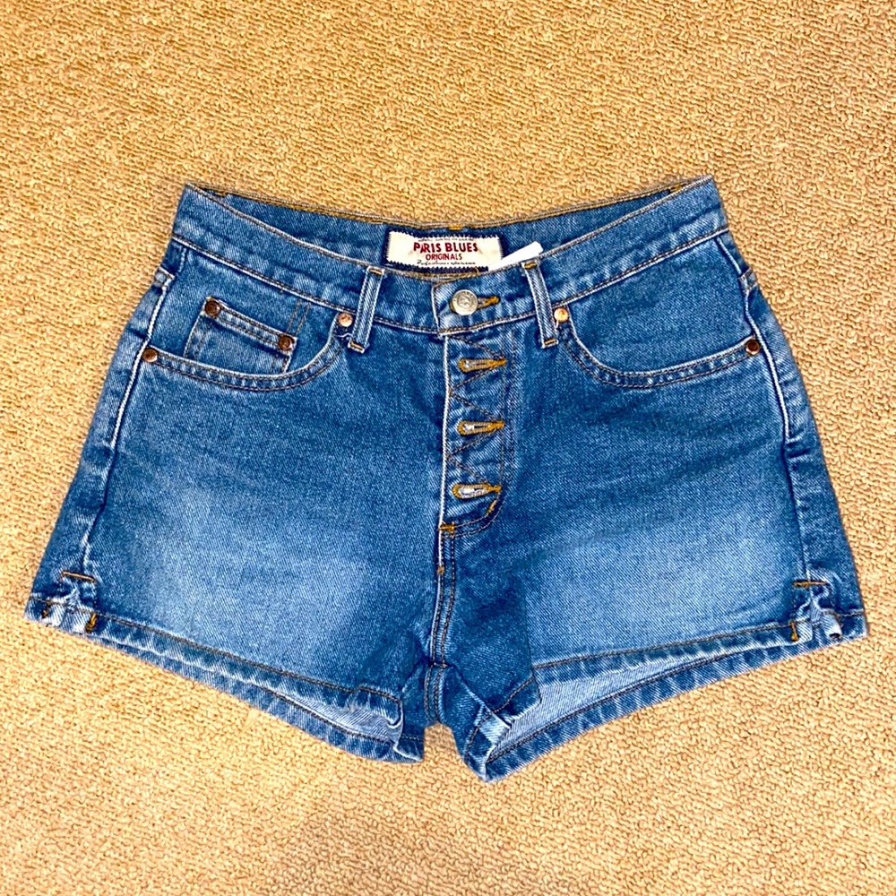 Paris Blue Small Button Up Jean Shorts